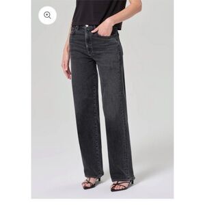 Agolde Harper in Hush Black Women's Straight Leg Jeans Charcoal